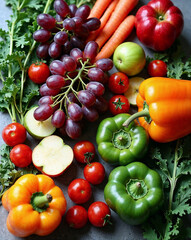 Fruits, vegetables and herbs, healthy food