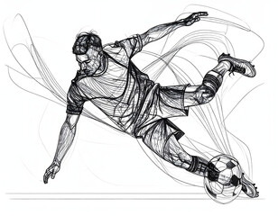 Fototapeta premium Soccer player kicking ball with dynamic lines illustration