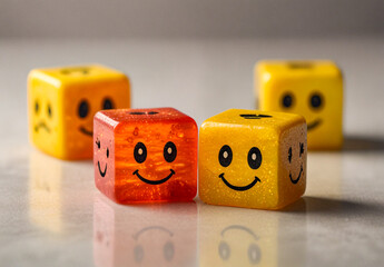 Close-up of dice on marble background
