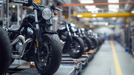 Obraz premium Motorcycle Production in a Factory