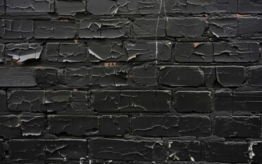 An old brick wall with cracked black paint creates an interesting texture that could be useful as a dark background, or to represent decay and deterioration
