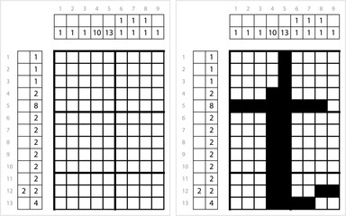 Fototapeta premium Alphabet t Lowercase Nonogram Pixel Art M_2112002