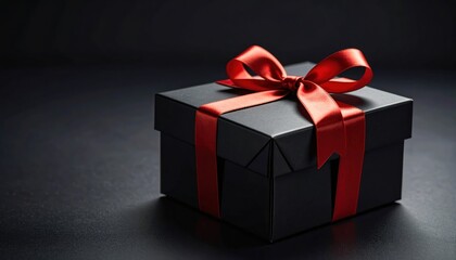 Fototapeta premium Red gift box with ribbon and bow, perfect for Christmas, birthday, or Valentine's Day celebrations