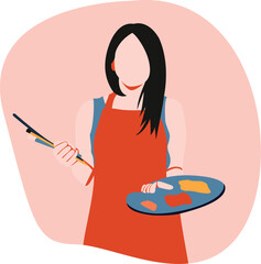 The Painter ready to drawing on canvas