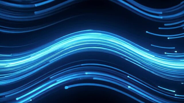 Abstract Blue Glowing Lines Wave Background