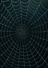 Obraz premium Intricate web with dewdrops.