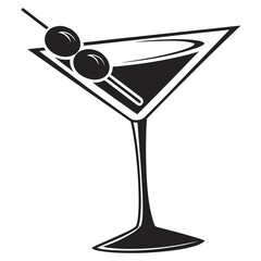 Martini Minimal Cocktail Glass Vector Icon.