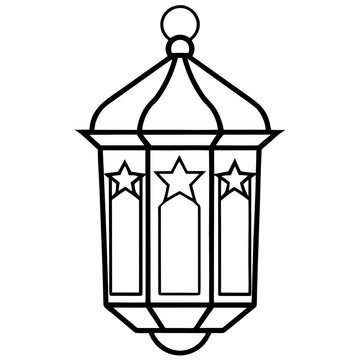 black and white lantern with stars clip art preview