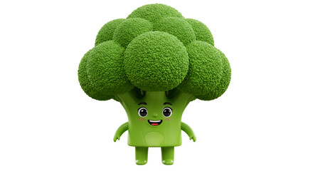 Broccoli Cartoon Character Isolated on White
