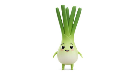 Cartoon Leek with Smiling Face