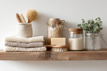 Zero Waste Kitchen Shelf with Soap Bar and Reusable Containers