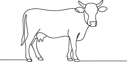 Cow Line Drawing for Farm Animal and Livestock Illustration