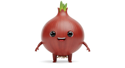 Cartoon Red Onion Character on White Background