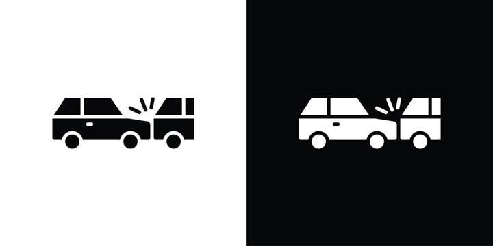 Rear end collision icon design. Black flat style sign for mobile concept
