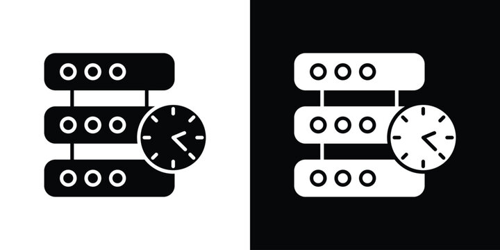 Real time data icon design. Black flat style sign for mobile concept