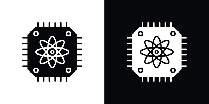 Quantum computing icon design. Black flat style sign for mobile concept