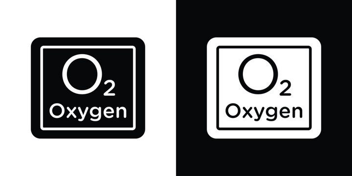 Oxygen O2 icon design. Black flat style sign for mobile concept