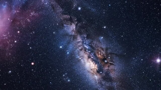 Galaxy view with a bright star cluster and milky way stretching across the frame