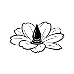 Obraz premium Black and White Lotus Flower with Droplet Design 