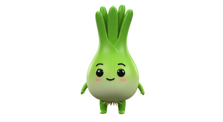 Cartoon Leek Character with Face Illustration