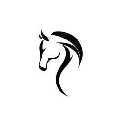 Obraz premium monoline horse head logo elegant curve in black white background