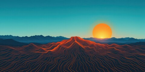  Cartographic Inferno Graphic Illustration of a Wildfire, Minimalist Design and Bold Hues