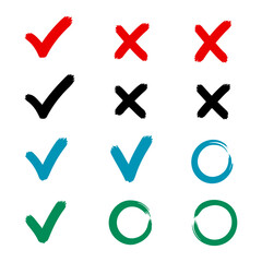 Check Mark and Cross Icon Set Vector Illustration