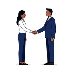 Businessman and Businesswoman Handshake Vector Illustration