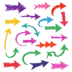 Hand-drawn Colorful Arrows Set Vector Illustration