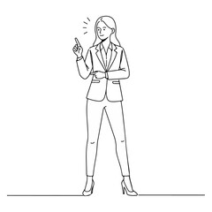 Businesswoman Silhouette Walking Line Art Vector