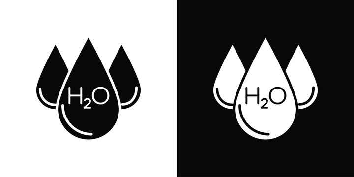 H2o icon design. Black flat style sign for mobile concept