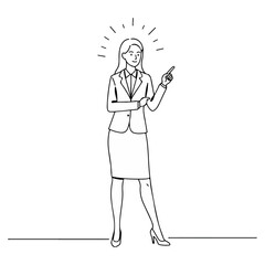 Businesswoman Silhouette Walking Line Art Vector