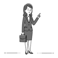Businesswoman Silhouette Walking Line Art Vector