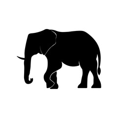 Elephant silhouette walking in profile