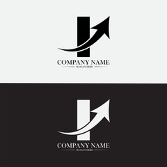 Finance Logo With I Letter Concept Marketing and Financial Business Logo With Growth Arrow