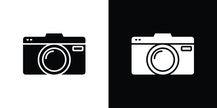 Camera icon design. Black flat style sign for mobile concept