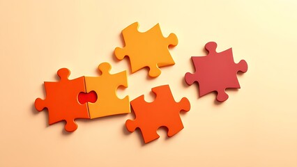 Abstract business strategy concept featuring interlocking puzzle pieces in warm tones.