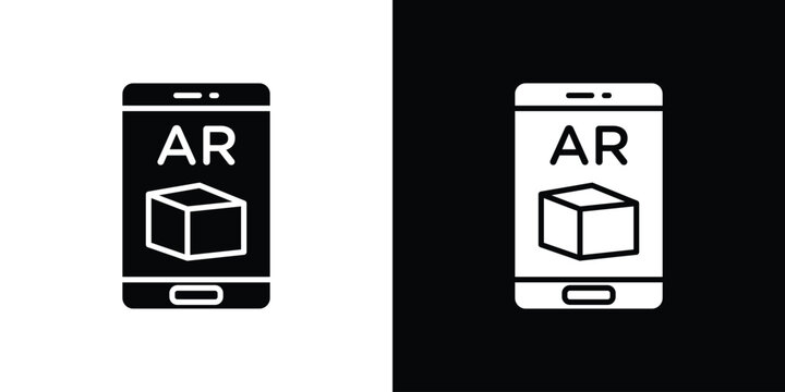 Ar apps icon design. Black flat style sign for mobile concept