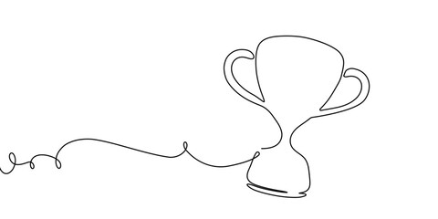 Line winner trophy vector prize art win icon continuous sketch award. Trophy medal line doodle champion business victory illustration outline cup drawing success hand race sport single cartoon.