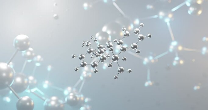 Melitracen rotating 3d molecule, molecular structure of antidepressant seamless video
