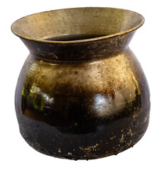 Old Traditional Metal Cooking Pot &ndash; Rustic Village Kitchenware Isolated