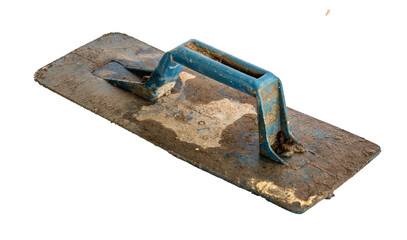 Used Concrete Float Trowel with Blue Handle &ndash; Construction Finishing Tool Isolated
