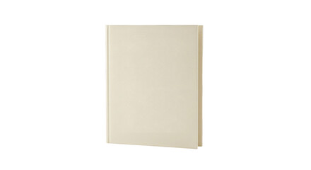 Blank cream colored book resting on a black background.