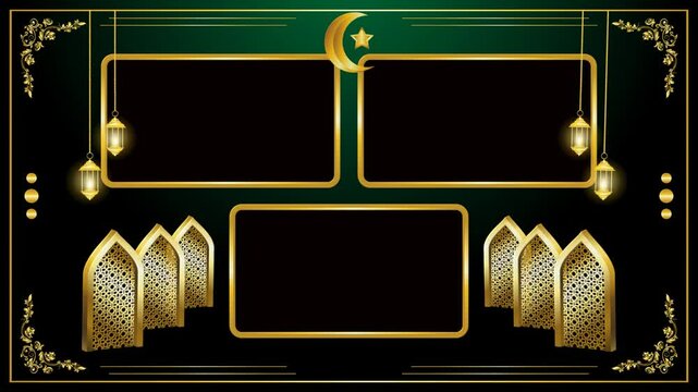 islamic gold frame live streaming alpha channel background