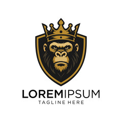 a powerful crowned gorilla inside a dark shield, symbolizing dominance, strategic intelligence, and bold leadership in a modern emblem