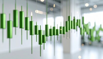 Hanging Green Candlestick Chart In Modern Interior