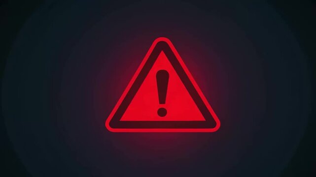 Pulsating warning triangle with exclamation mark in rotating motion