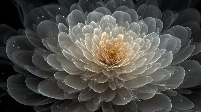 Abstract Gray Flower Artistic Digital Design