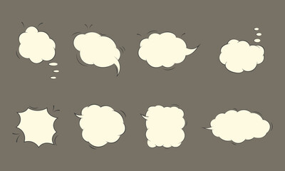collection of blank comic speech bubbles for dialogue, thoughts, and creative design.