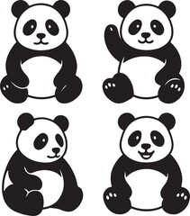 set of vector panda